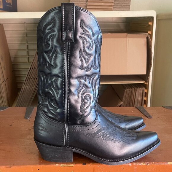 LAREDO Mens Size 9 EW Snip Toe Black Hawk Leather Western Rodeo Dress Boots 6860 - Picture 3 of 12